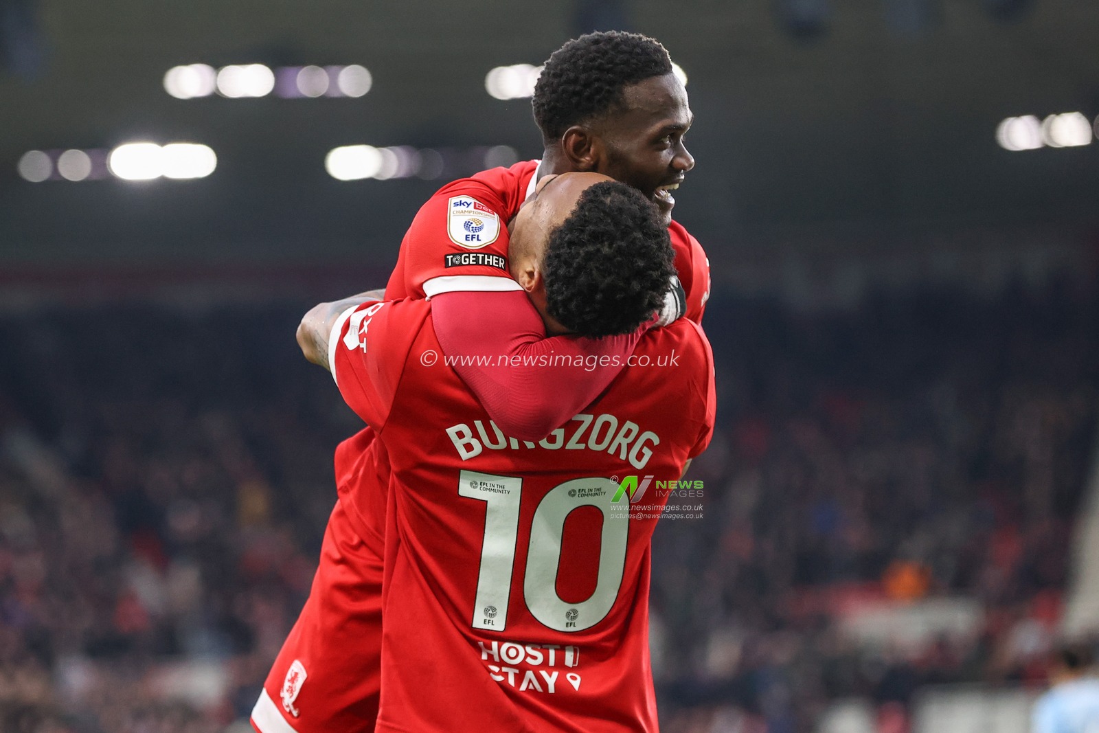 Emmanuel Latte Lath of Middlesbrough celebrates his goal to make it 1-0 during the Sky Bet Championship match Middlesbrough vs Cardiff City at Riverside Stadium, Middlesbrough, United Kingdom, 4th January 2025

(Photo by Alfie Cosgrove/News Images)
