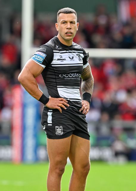 Carlos Tuimavave Hull FC during the Betfred Super League Round 16 match Salford Red Devils vs Hull FC at Salford Community Stadium, Eccles, United Kingdom, 7th July 2024

(Photo by Cody Froggatt/News Images)