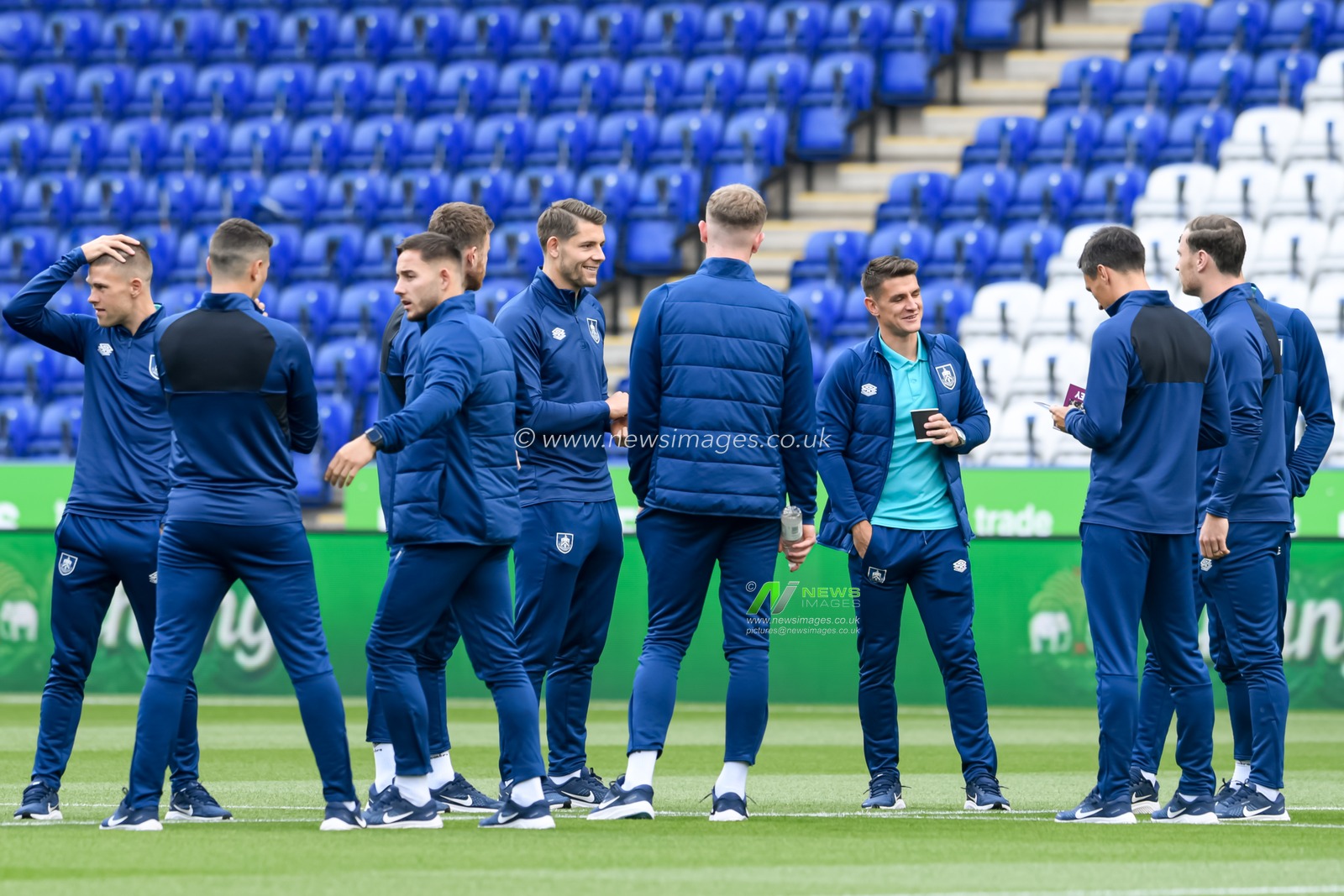 The Burnley players arrive at the King Power stadium