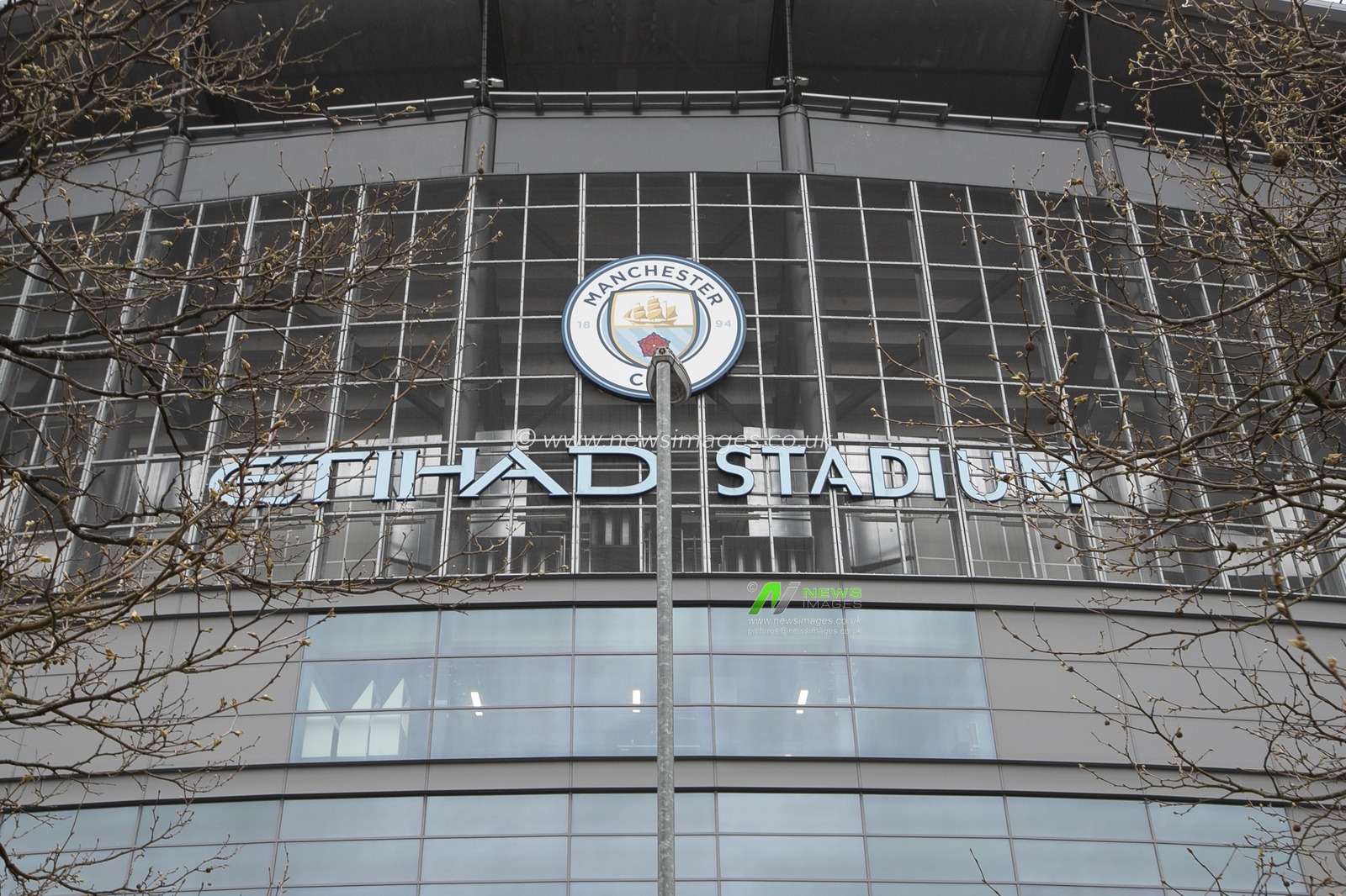 An exterior view of the Etihad Stadium ahead of the UEFA Champions League Quarter-Finals 1st Leg Manchester City vs Bayern Munich at Etihad Stadium, Manchester, United Kingdom, 11th April 2023

(Photo by Conor Molloy/News Images)
