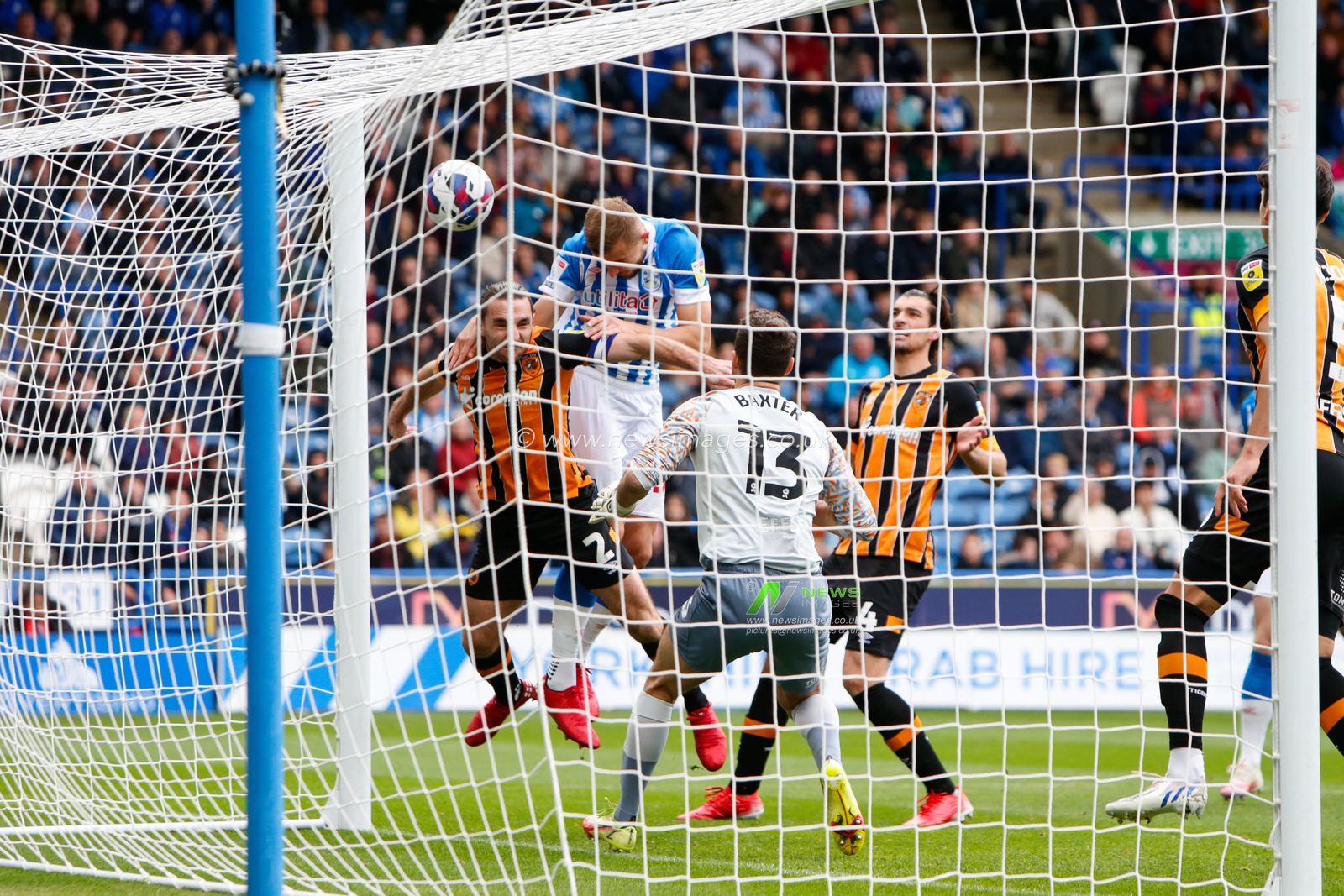 Michal Helik #39 of Huddersfield Town scores a headed goal to make it 2-0 during the Sky Bet Championship match Huddersfield Town vs Hull City at John Smith's Stadium, Huddersfield, United Kingdom, 9th October 2022

(Photo by Ben Early/News Images)