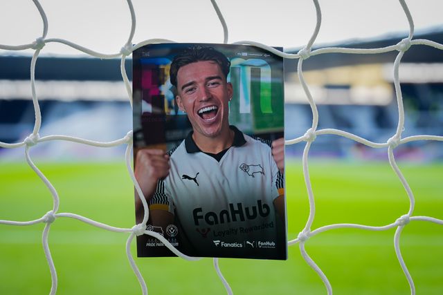 Max Johnston of Derby County in the match day program during the Sky Bet Championship match Derby County vs Sheffield United at Pride Park Stadium, Derby, United Kingdom on 02 May 2026

(Photo by Maynard Manyowa/News Images)