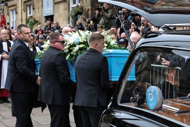 Richard John Hatton MBEâ€™s coffin is placed in the hearse by family members after his funeral service has been conducted during Ricky Hatton' Funeral at Manchester Cathedral, Manchester, United Kingdom, 10th October 2025

(Photo by Mark Cosgrove/News Images)