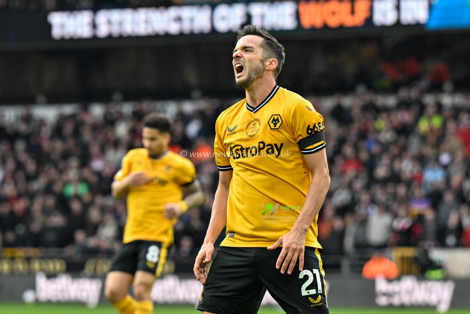 Pablo Sarabia of Wolverhampton Wanderers reacts during the Premier League match Wolverhampton Wanderers vs Sheffield United at Molineux, Wolverhampton, United Kingdom, 25th February 2024

(Photo by Cody Froggatt/News Images)