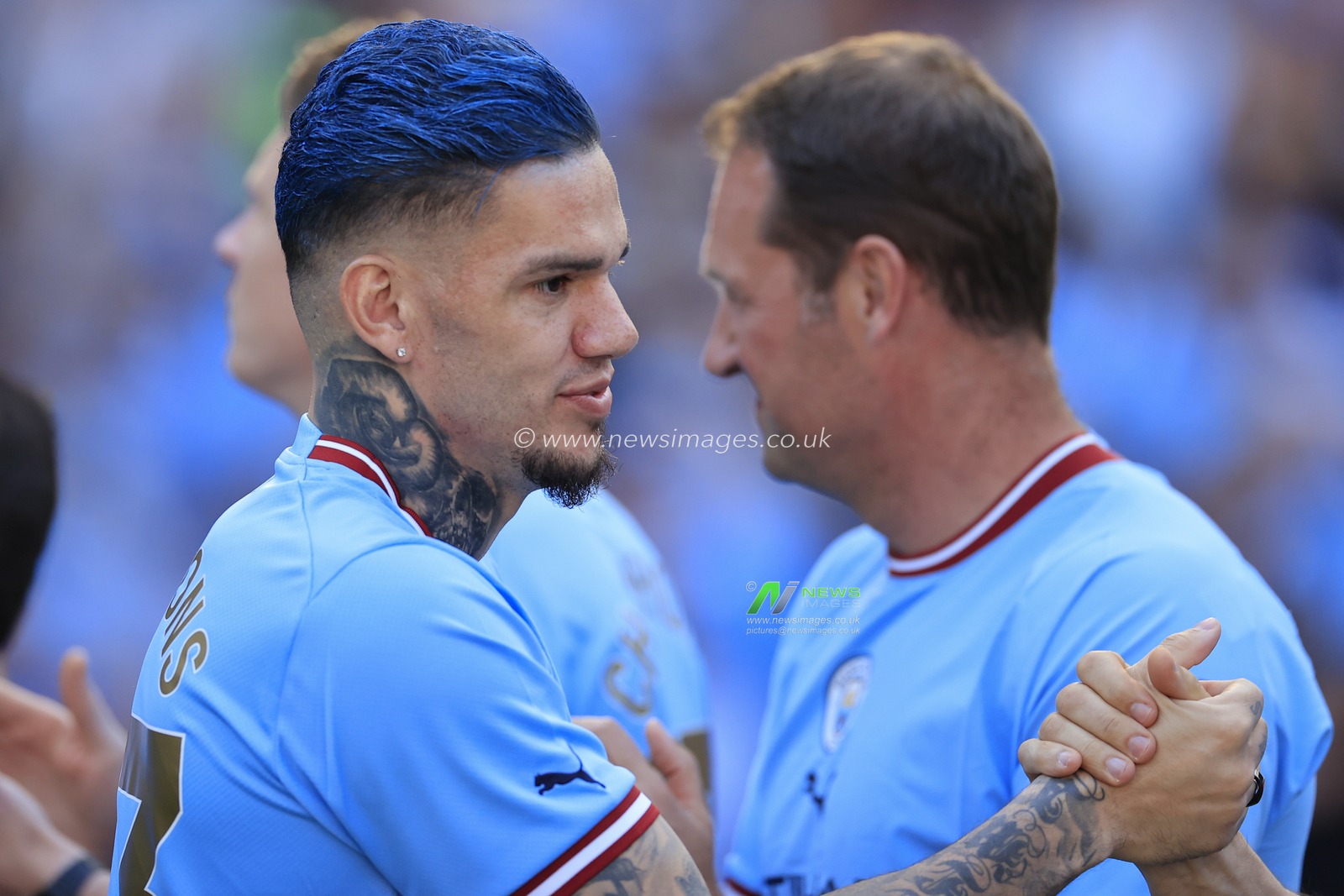 Ederson #31 of Manchester City comes out for the trophy presentation after the Premier League match Manchester City vs Chelsea at Etihad Stadium, Manchester, United Kingdom, 21st May 2023

(Photo by Conor Molloy/News Images)
