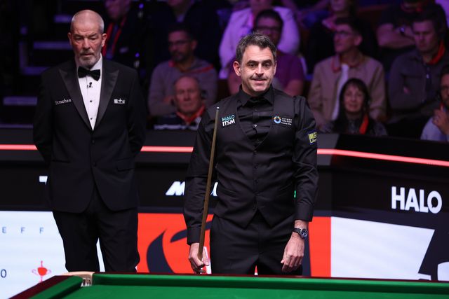 Ronnie O'Sullivan during the game against Pang Junxu during the 2025 Halo World Snooker Championship at the Crucible Theatre, Sheffield, United Kingdom, 26th April 2025