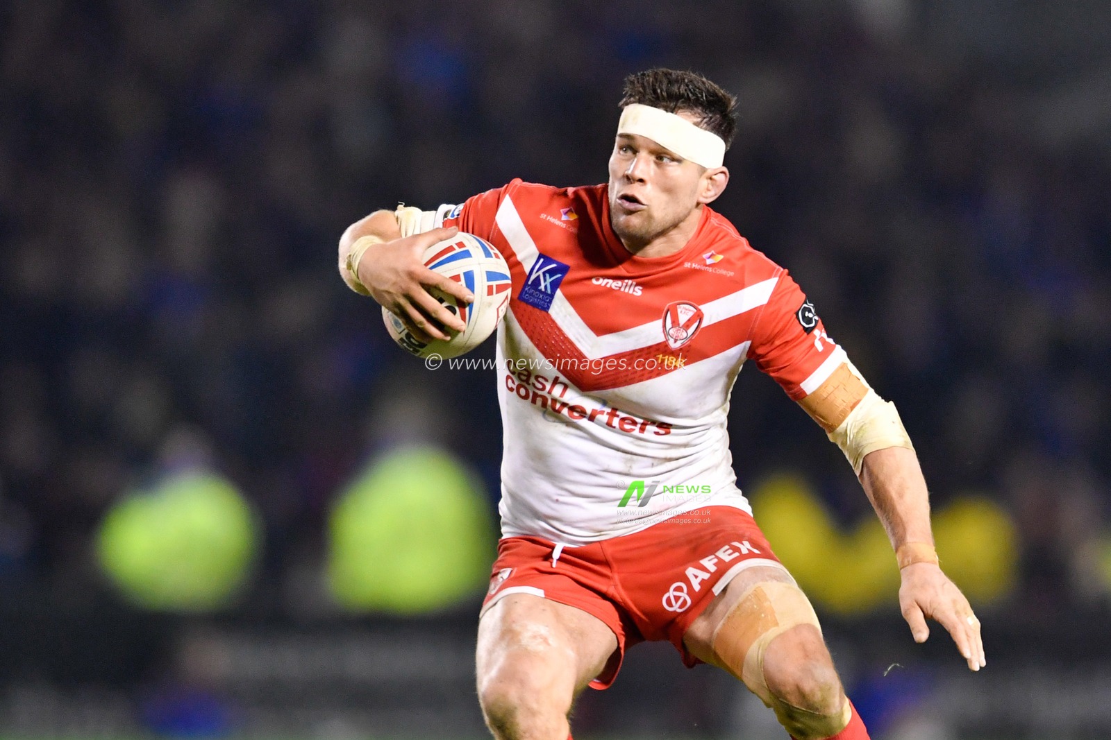6th February 2020, Halliwell Jones Stadium, Warrington, England; Betfred Super League, Warrington Wolves v Saint Helens : Louie McCarthy-Scarsbrook (13) of St Helens in action