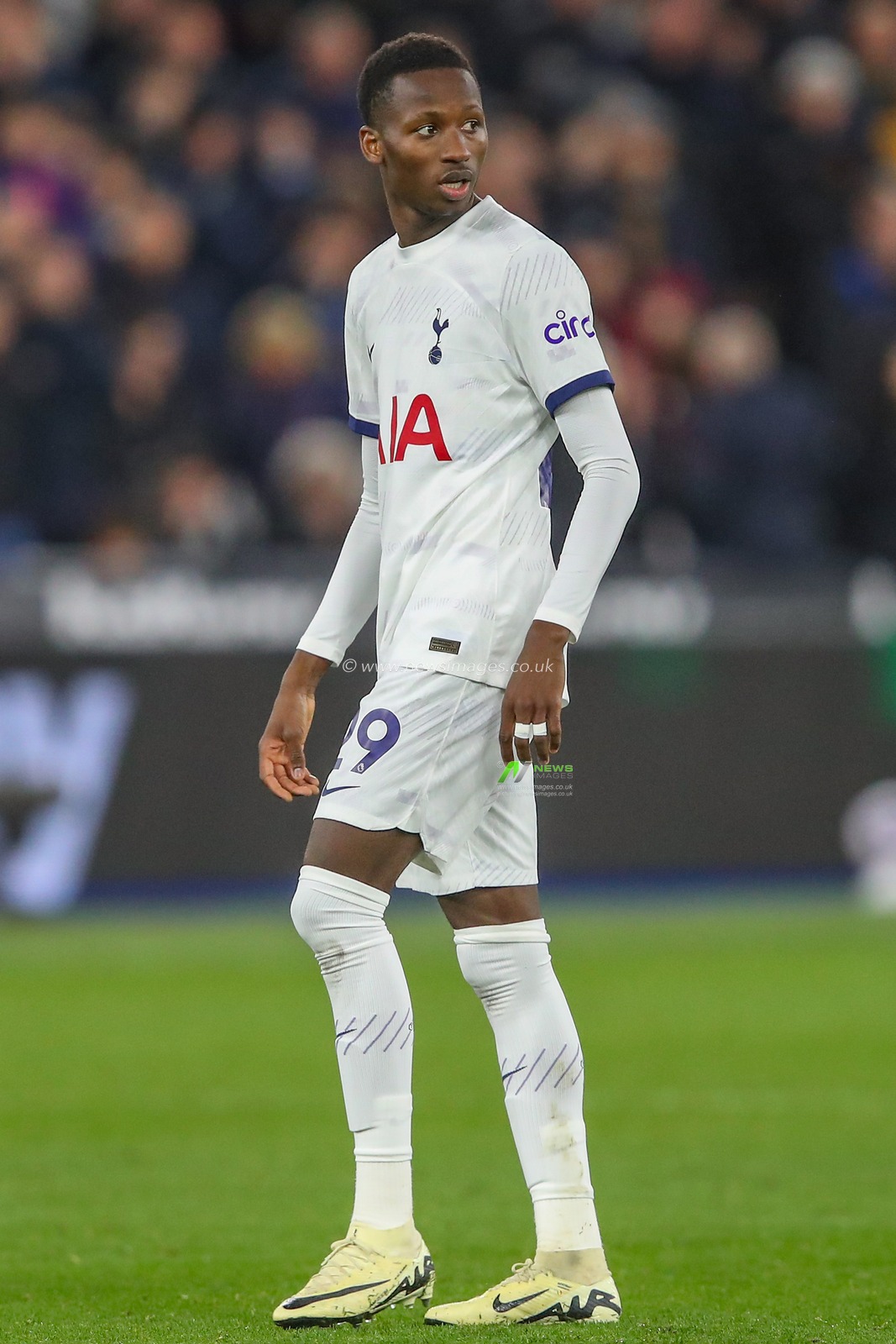 Pape Matar Sarr of Tottenham Hotspur during the Premier League match West Ham United vs Tottenham Hotspur at London Stadium, London, United Kingdom, 2nd April 2024

(Photo by Gareth Evans/News Images)