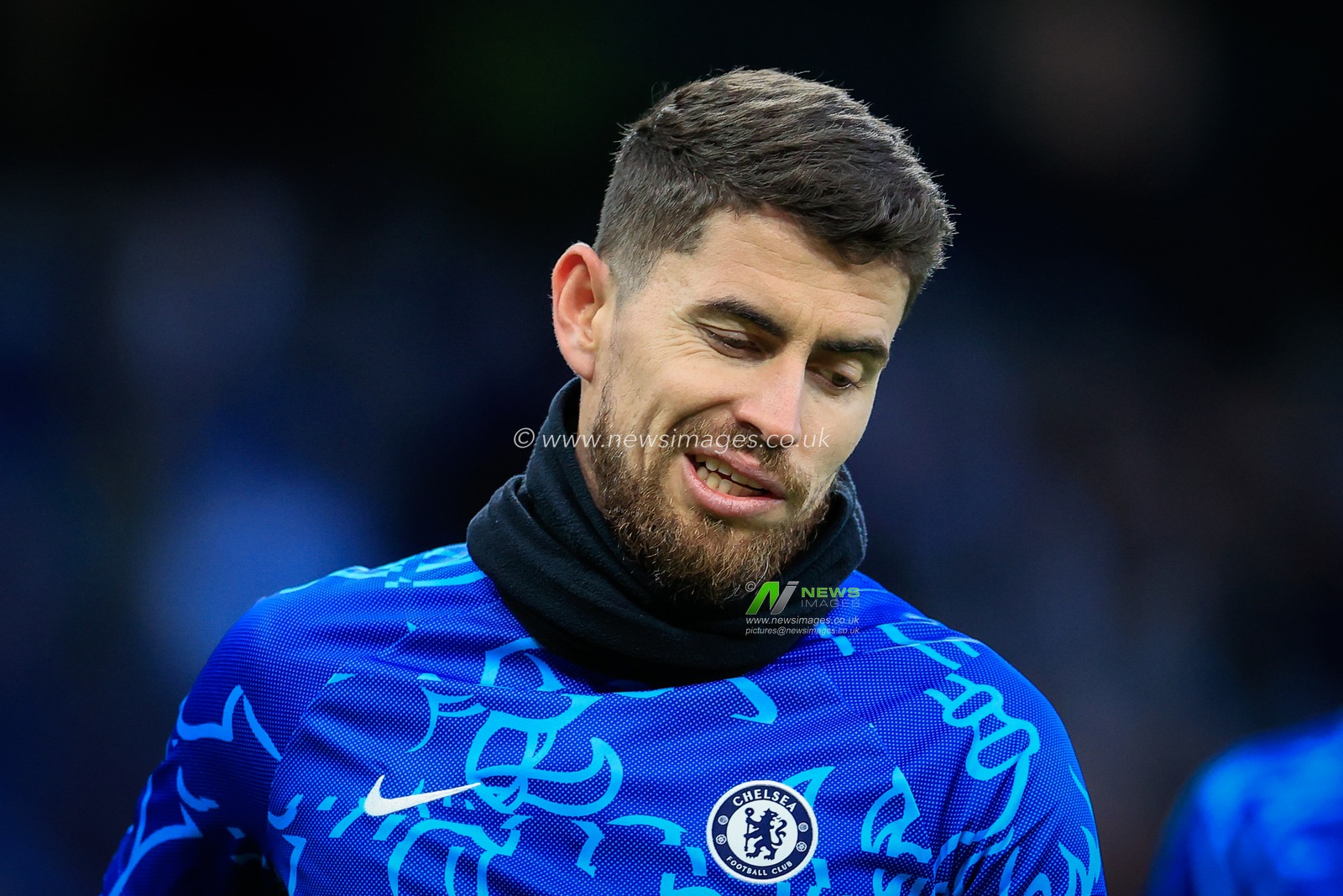 Jorginho #5 of Chelsea during the pre match warm up ahead of the Emirates FA Cup Third Round match Manchester City vs Chelsea at Etihad Stadium, Manchester, United Kingdom, 8th January 2023

(Photo by Conor Molloy/News Images)