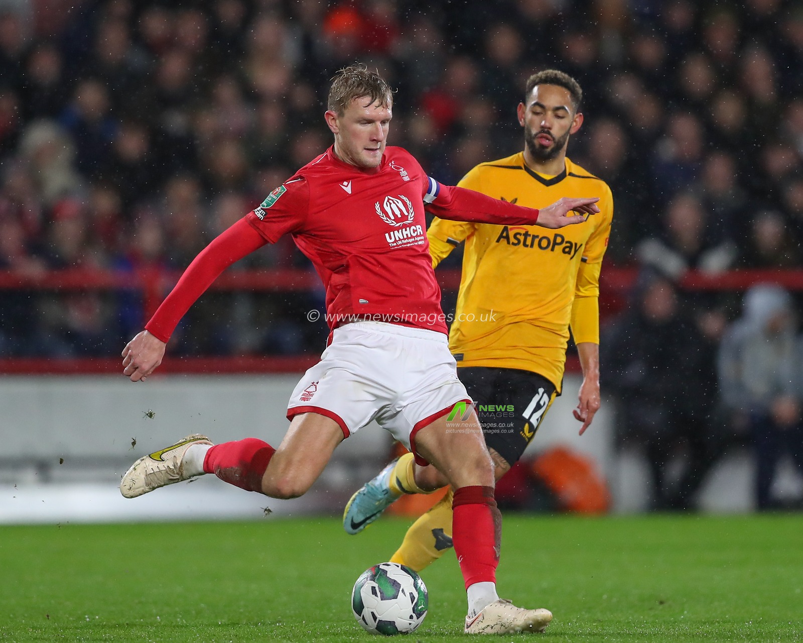 Joe Worrall #4 of Nottingham Forest clears the ball during the Carabao Cup Quarter Final match Nottingham Forest vs Wolverhampton Wanderers at City Ground, Nottingham, United Kingdom, 11th January 2023

(Photo by Gareth Evans/News Images)