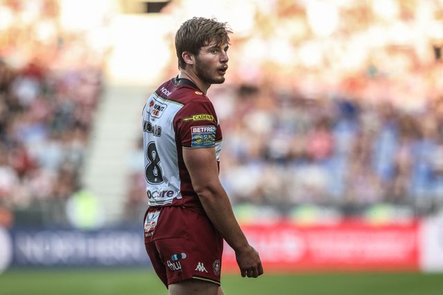 Ethan Havard of Wigan Warriors during the Betfred Super League round 18 match Wigan Warriors vs Huddersfield Giants at The Brick Community Stadium, Wigan, United Kingdom, 11th July 2025

(Photo by Alfie Cosgrove/News Images)