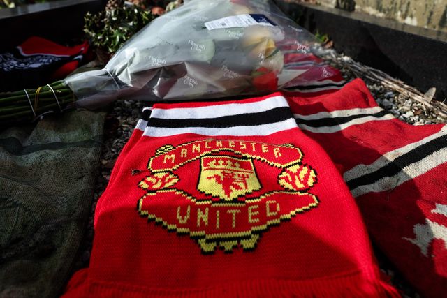 A general view of former Barnsley FC and Manchester United and England international forward Tommy Taylor grave and headstone 67 years after 23 passengers 8 of whom were Manchester United players sadly lost their lives in the Munich Air disaster on the 6th of February 1958;  Monk Bretton Cemetery, Monk Bretton, Barnsley, United Kingdom, 6th February 2025.

(Photo by Mark Cosgrove/News Images)