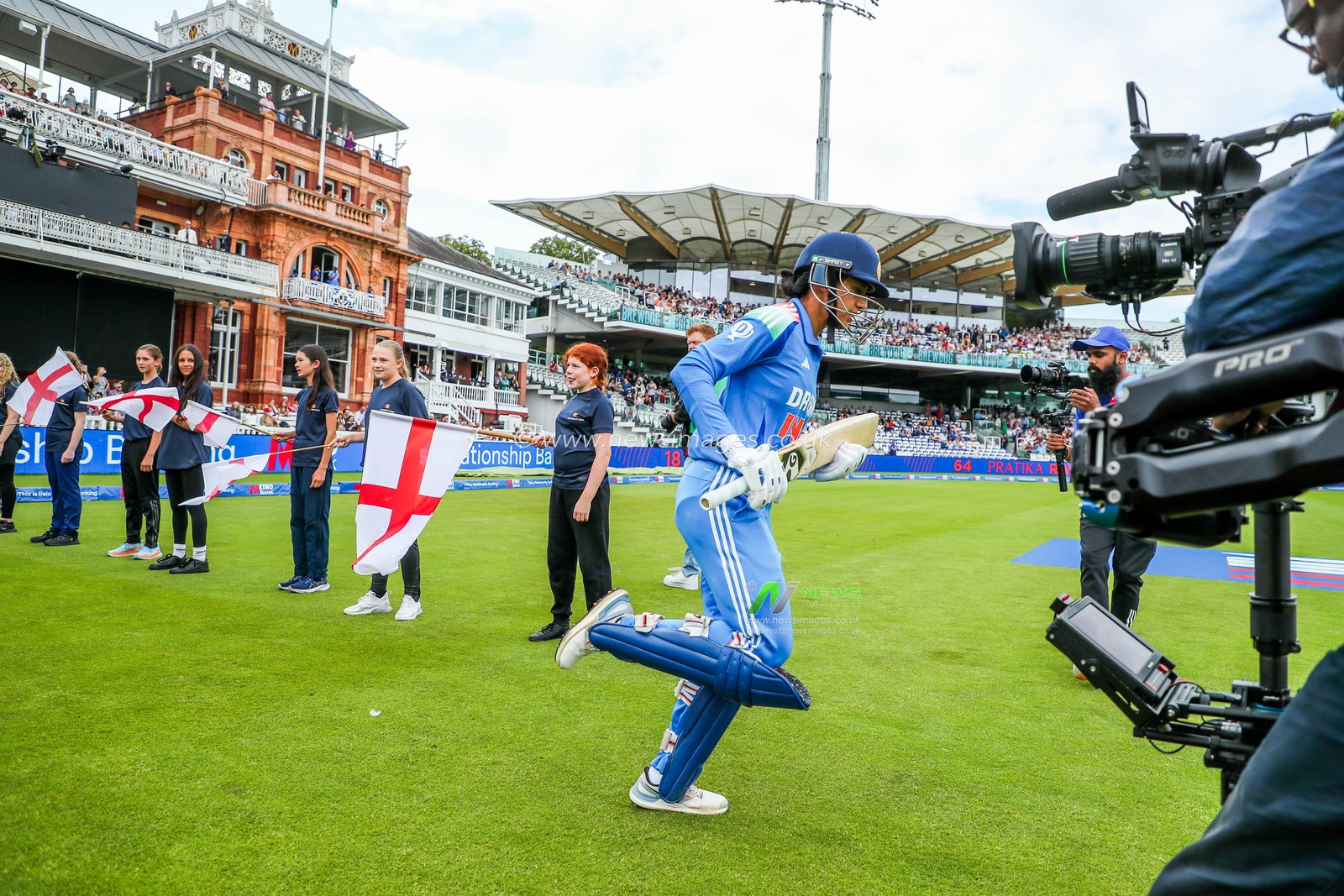 Pratika Rawal and Smriti Mandhana of India take to the field during the 2nd Metro Bank One Day International England Women v India Women at Lords, London, United Kingdom, 19th July 2025

(Photo by Izzy Poles/News Images)