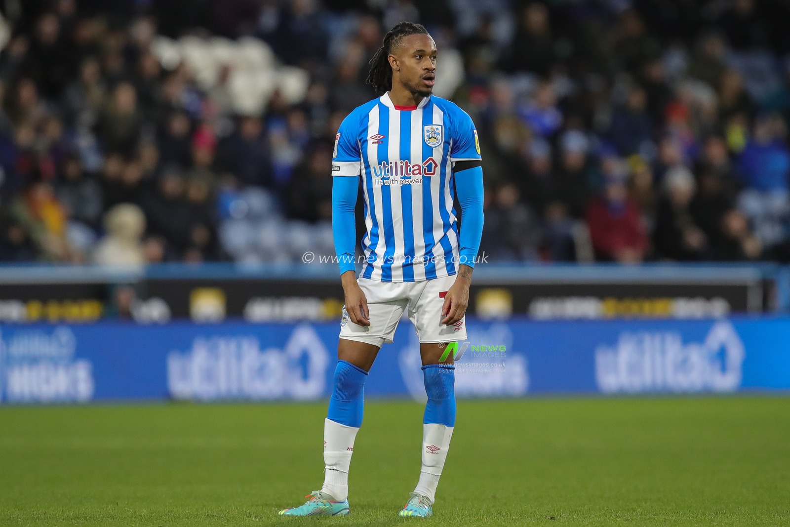 David Kasumu #18 of Huddersfield Town during the Sky Bet Championship match Huddersfield Town vs Luton Town at John Smith's Stadium, Huddersfield, United Kingdom, 1st January 2023

(Photo by James Heaton/News Images)