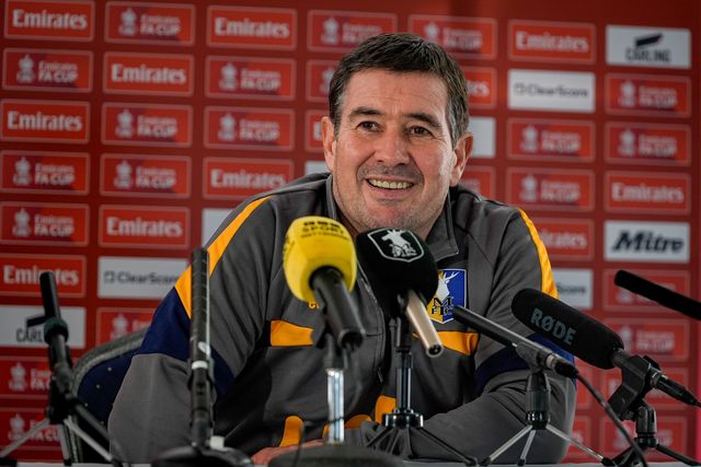 Mansfield Town manager Nigel Clough during the pre-match press conference for the FA Cup Fifth round match Mansfield v Arsenal to be played at One Call Stadium, Mansfield, United Kingdom on 07 March 2026

(Photo by Maynard Manyowa/News Images)