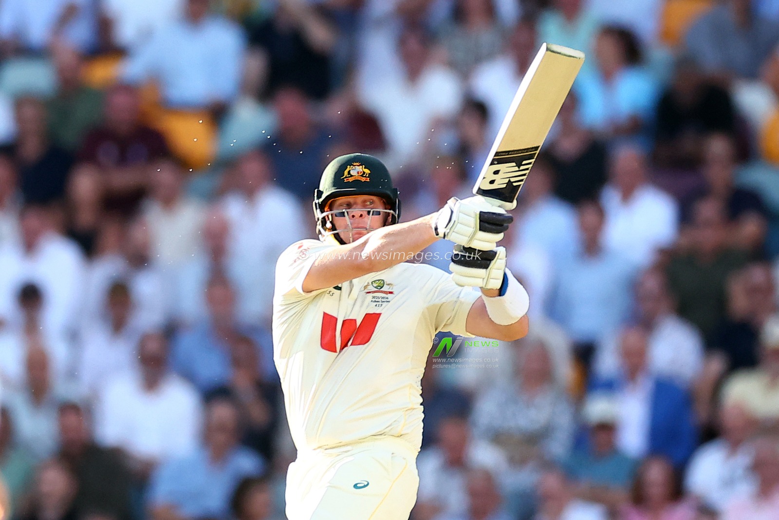 Steve Smith of Australia  bats during the NRMA Insurance Ashes Second Test Day 2 Australia vs England at The Gabba, Brisbane Cricket Ground, Brisbane, Australia, 5th December 2025

(Photo by Pat Hoelscher/News Images)

*** GER AUT SUI OUT ***
