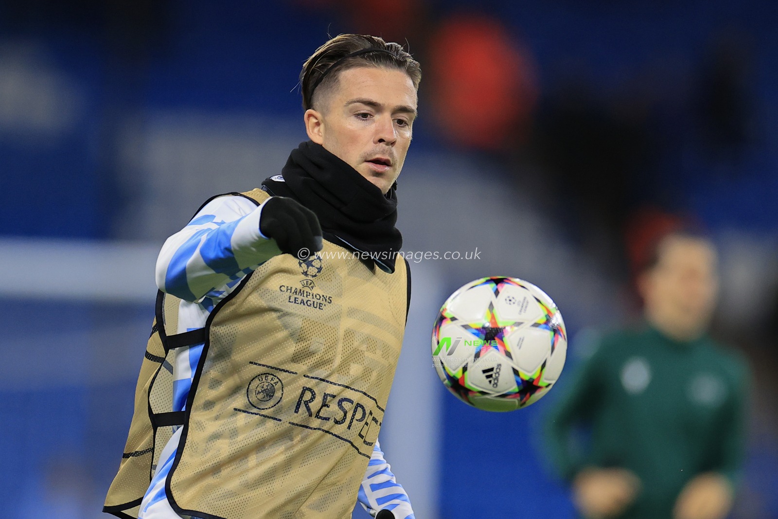 Jack Grealish #10 of Manchester City warms up for the game ahead of the UEFA Champions League match Manchester City vs Sevilla at Etihad Stadium, Manchester, United Kingdom, 2nd November 2022

(Photo by Conor Molloy/News Images)
