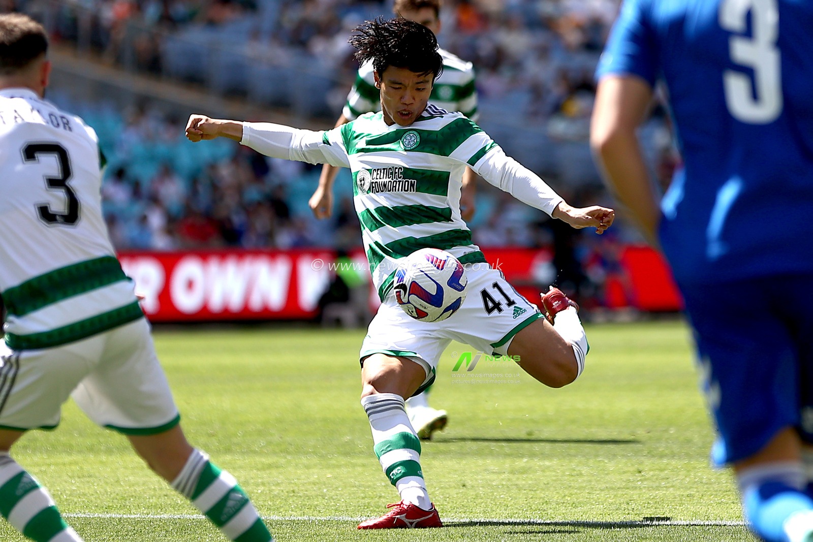 Reo Hatate of Celtic FC shoots during the Sydney Super Cup match Celtic vs Everton at Accor Stadium, Sydney, Australia, 20th November 2022

(Photo by Patrick Hoelscher/News Images)
