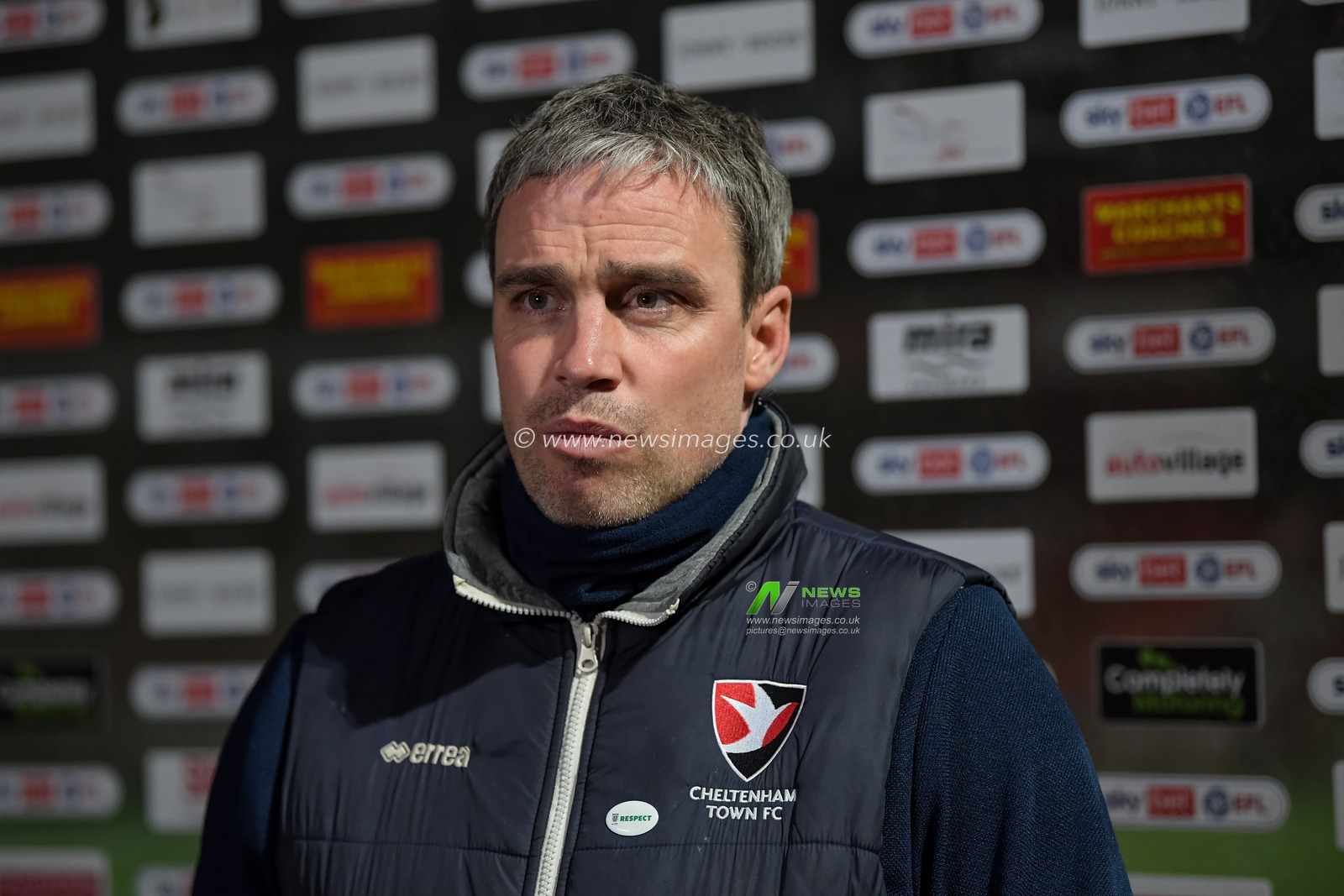 Michael Duff manager of Cheltenham Town answers questions from the media