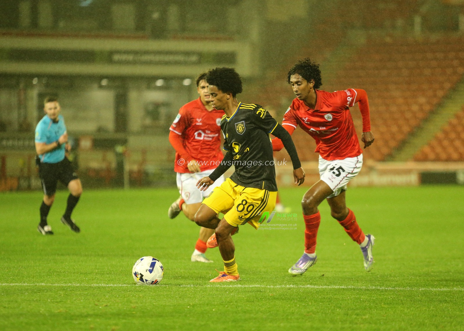 Yuel Helafu of Manchester United in action during the The Vertu Trophy Group D match Barnsley vs Manchester United U21 at Oakwell, Barnsley, United Kingdom, 21st October 2025

(Photo by Richard Bierton/News Images)