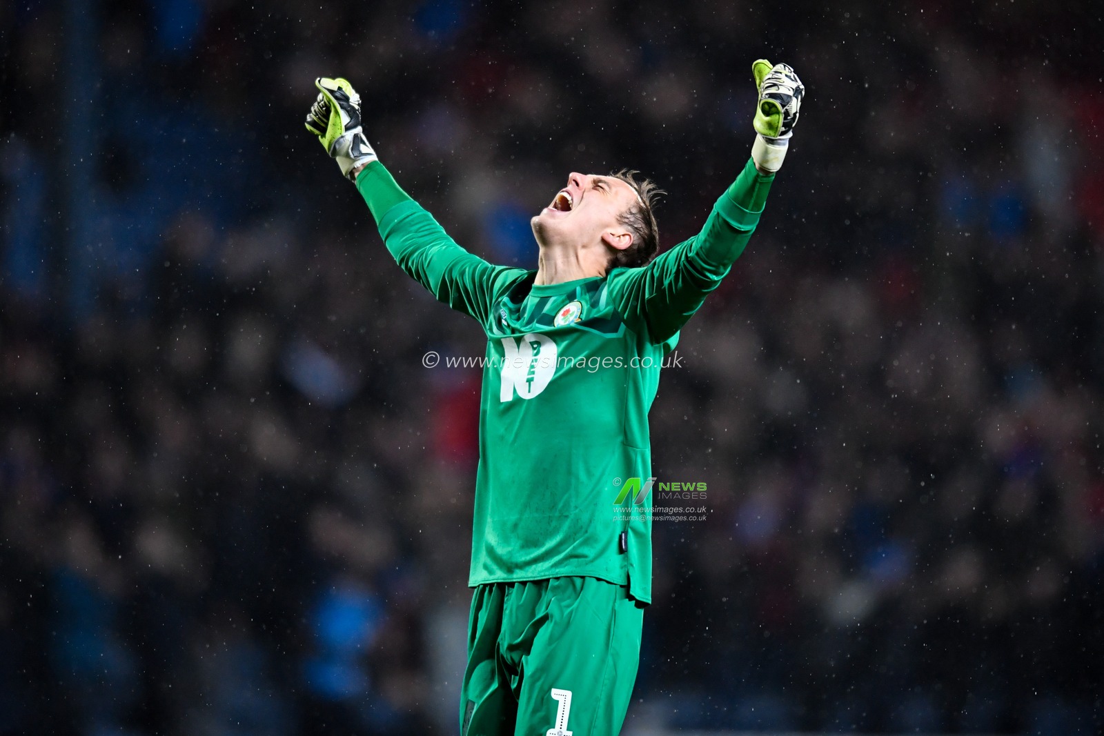 27th November 2019, Ewood Park, Blackburn, England; Sky Bet Championship, Blackburn Rovers v Brentford : Christian Walton of Blackburn Rovers celebrates his team taking the lead against Brentford

Credit: Simon Whitehead/News Images