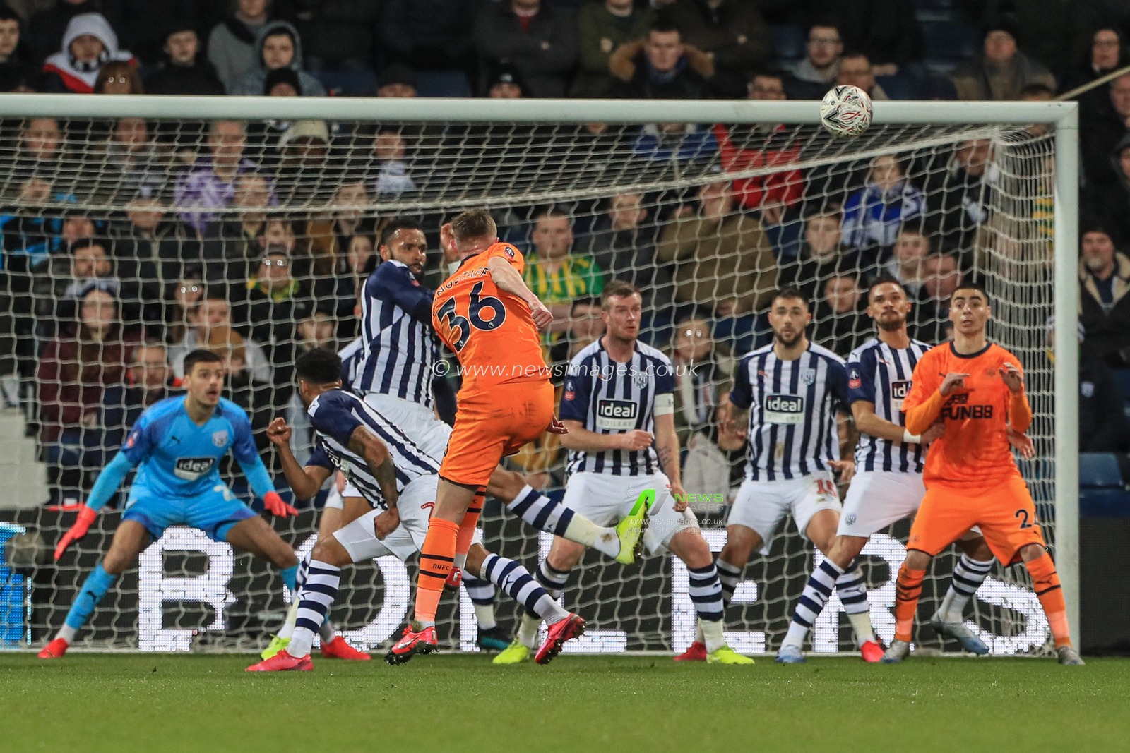 3rd March 2020, The Hawthorns, West Bromwich, England; Emirates FA Cup 5th Round, West Bromwich Albion v Newcastle United : Sean Longstaff (36) of Newcastle United shoots wide and high to the net