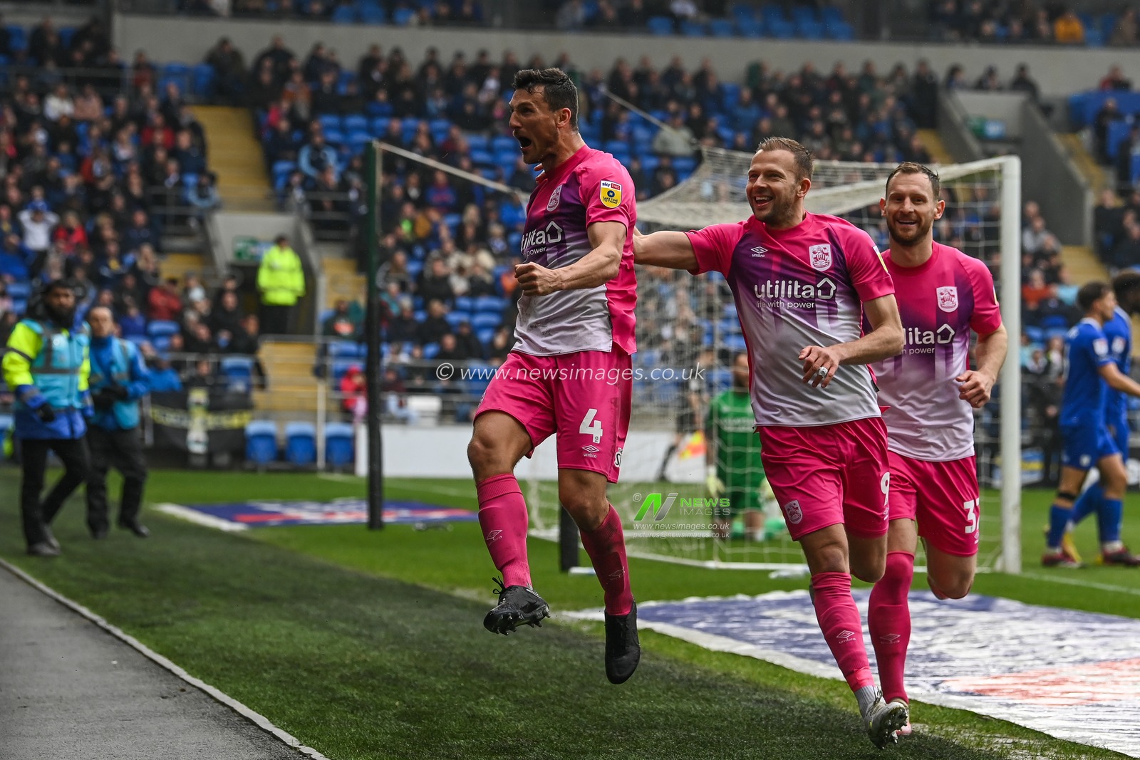 Matty Pearson #4 of Huddersfield Town celebrates his goal to make it 0-2\ during the Sky Bet Championship match Cardiff City vs Huddersfield Town at Cardiff City Stadium, Cardiff, United Kingdom, 30th April 2023

(Photo by Craig Thomas/News Images)