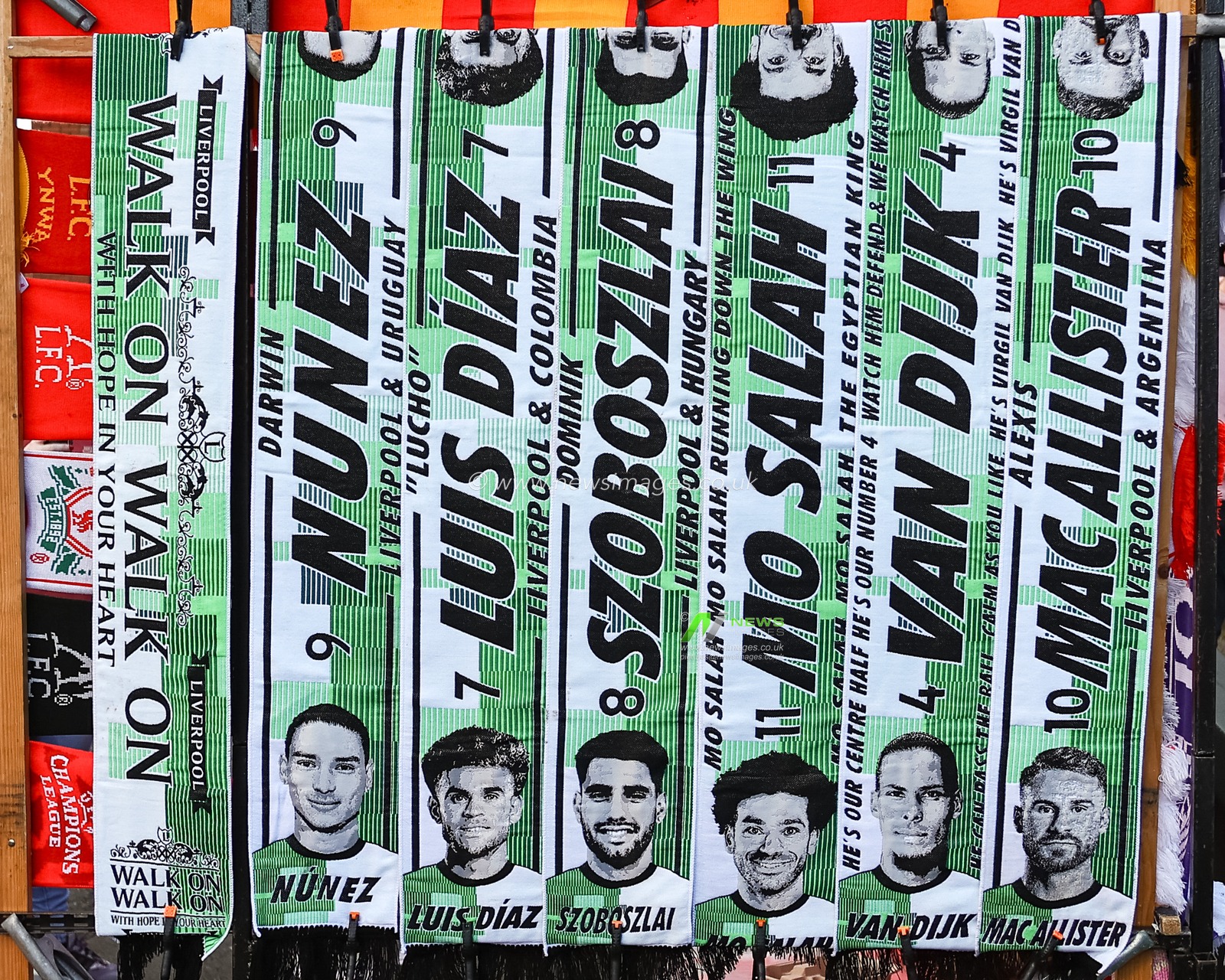 Liverpool scarfs for sale during the Premier League match Liverpool vs Manchester United at Anfield, Liverpool, United Kingdom, 17th December 2023

(Photo by Mark Cosgrove/News Images)
