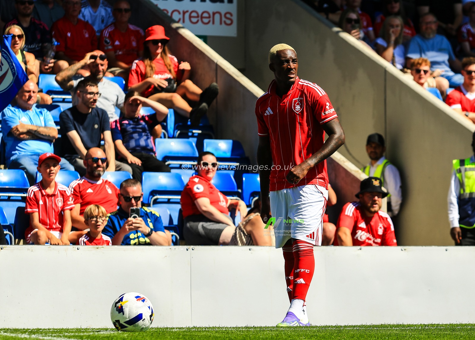 Callum Hudson-Odoi of Nottingham Forest prepares to take corner during the Pre-season friendly match Chesterfield vs Nottingham Forest at SMH Group Stadiumact Stadium, Chesterfield, United Kingdom, 12th July 2025

(Photo by Richard Bierton/News Images)