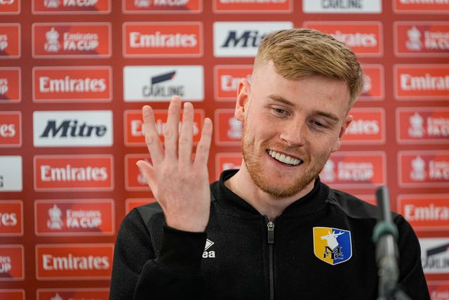 Will Evans of Mansfield Town during the pre-match press conference for the FA Cup Fifth round match Mansfield v Arsenal to be played at One Call Stadium, Mansfield, United Kingdom on 07 March 2026

(Photo by Maynard Manyowa/News Images)