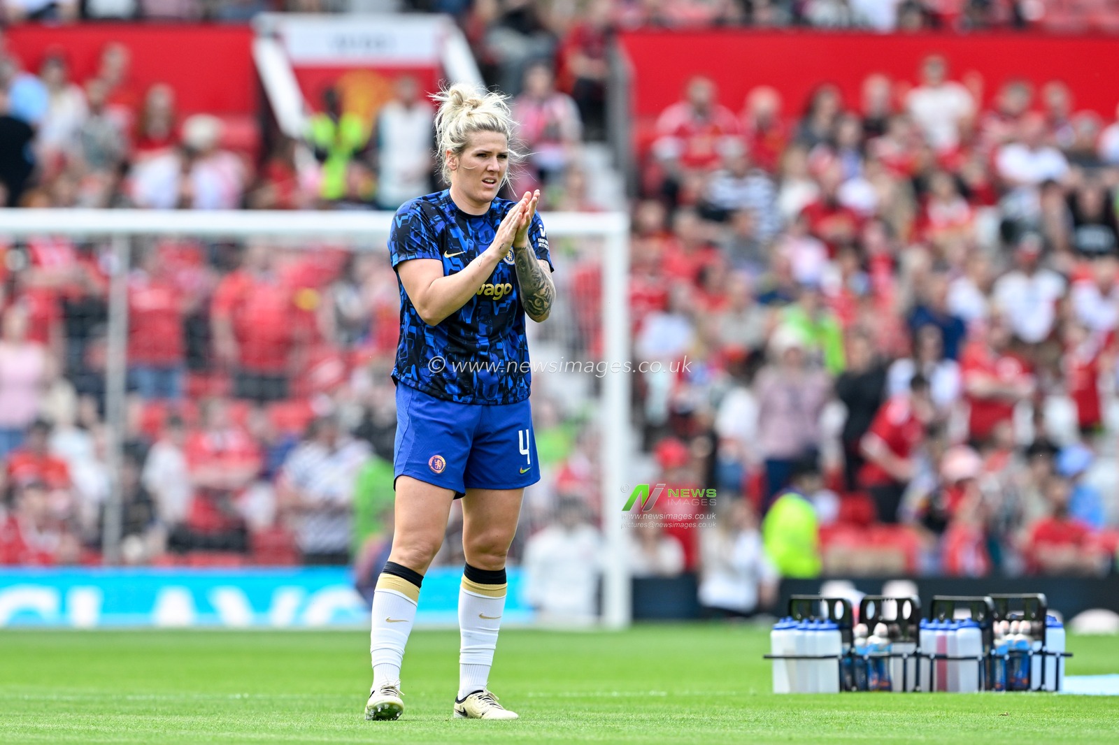Millie Bright of Chelsea Women warms up ahead of the match, during the The FA Women's Super League match Manchester United Women vs Chelsea FC Women at Old Trafford, Manchester, United Kingdom, 18th May 2024

(Photo by Cody Froggatt/News Images)