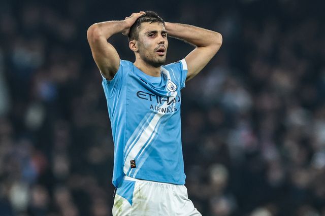 Rodrigo of Manchester City reacts after the game ends 2-2 during the Premier League match Manchester City vs Nottingham Forest at Etihad Stadium, Manchester, United Kingdom on 04 March 2026

(Photo by Mark Cosgrove/News Images)