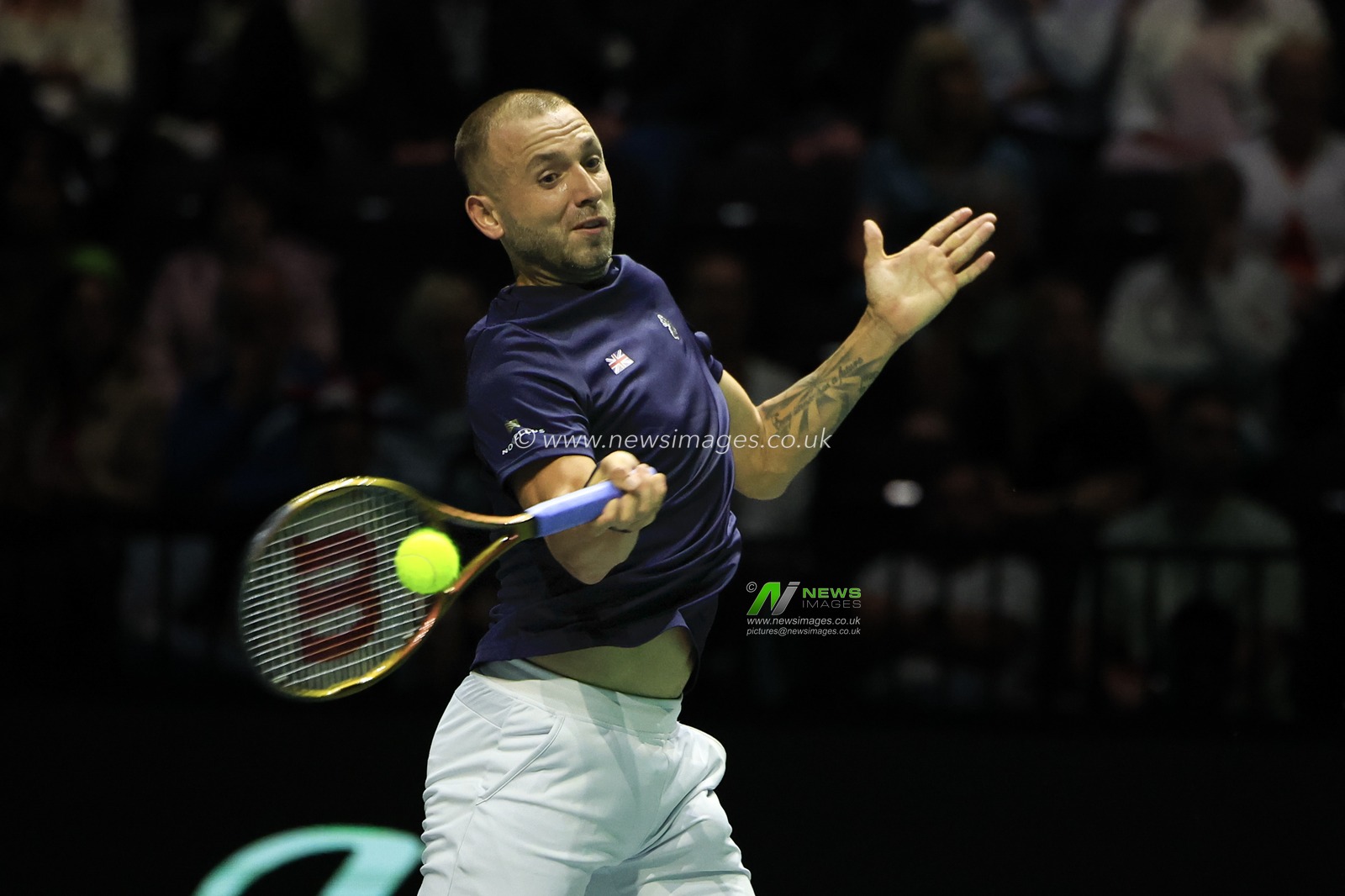 Daniel Evans (GBR) in action during the Davis Cup match Great Britain vs Australia at Manchester AO Arena, Manchester, United Kingdom, 13th September 2023

(Photo by Conor Molloy/News Images)