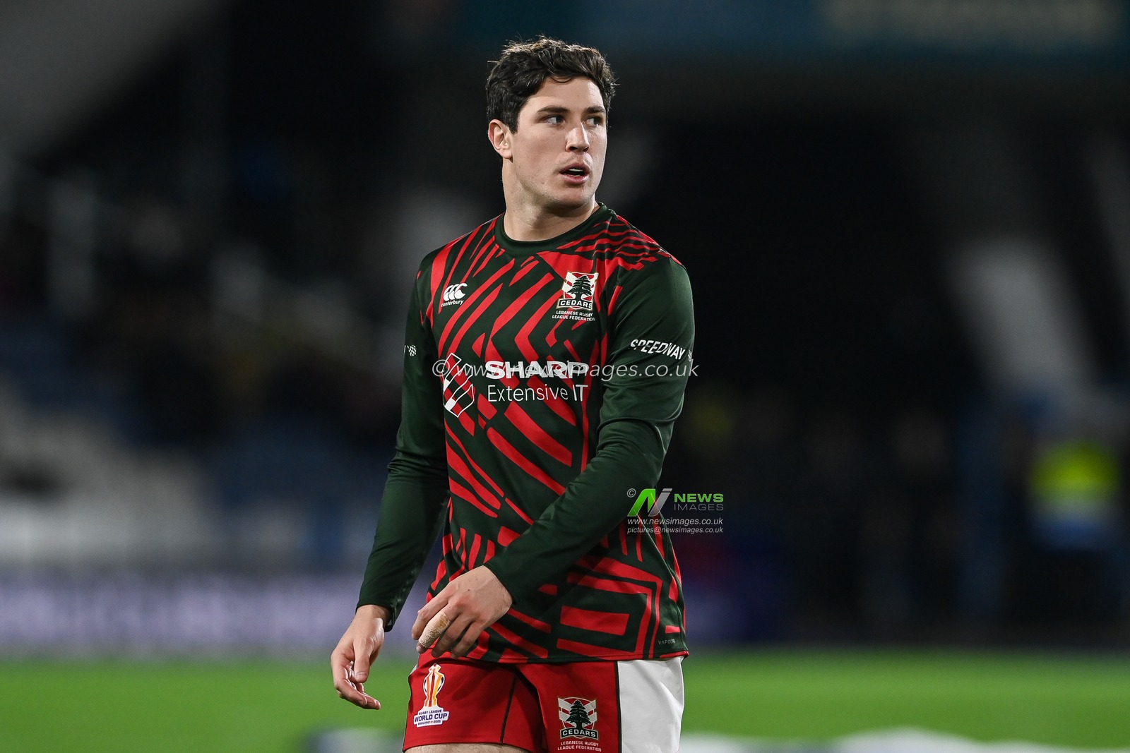 Mitchell Moses of Lebanon during pre match warm up ahead of the Rugby League World Cup 2021 Quarter Final match Australia vs Lebanon at John Smith's Stadium, Huddersfield, United Kingdom, 4th November 2022

(Photo by Craig Thomas/News Images)