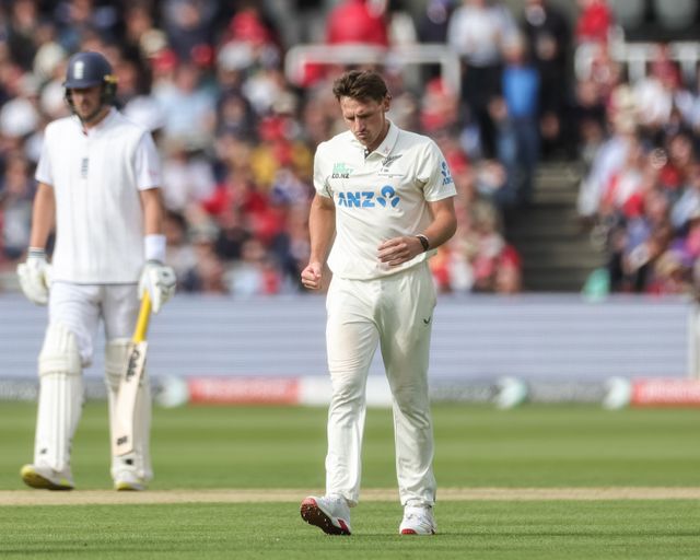 Nathan Smith of New Zealand celebrates the wicket of Jamie Smith of England during the 1st Rothesay Test Match Day 2 match England vs New Zealand at Lords, London, United Kingdom on 05 June 2026

(Photo by Mark Cosgrove/News Images)