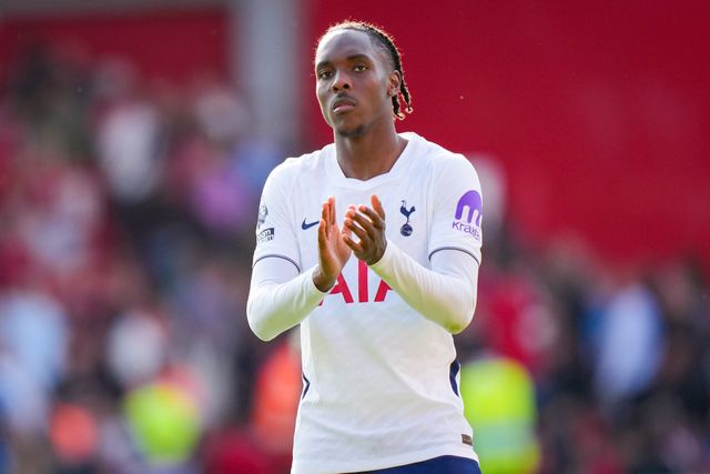 Mathys Tel of Tottenham Hotspur applauds the fans after the final whistle  during the Premier League match Nottingham Forest vs Tottenham Hotspur at City Ground, Nottingham, United Kingdom on 05 September 2026

(Photo by Maynard Manyowa/News Images)