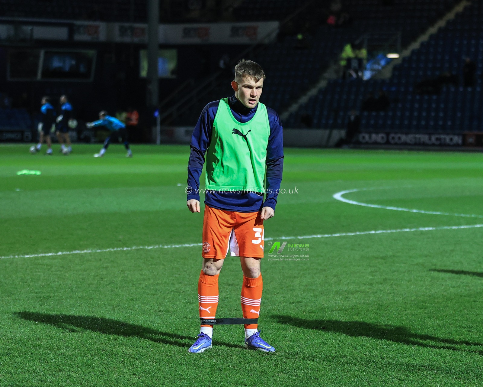 Jordan Thorniley #34 of Blackpool during the pre-game warmup