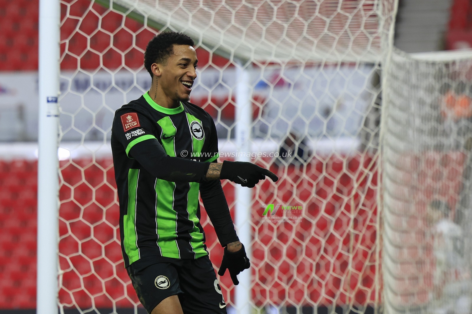 Joao Pedro of Brighton & Hove Albion celebrates scoring to make it 2-4 during the Emirates FA Cup Third Round match Stoke City vs Brighton and Hove Albion at Bet365 Stadium, Stoke-on-Trent, United Kingdom, 6th January 2024

(Photo by Conor Molloy/News Images)