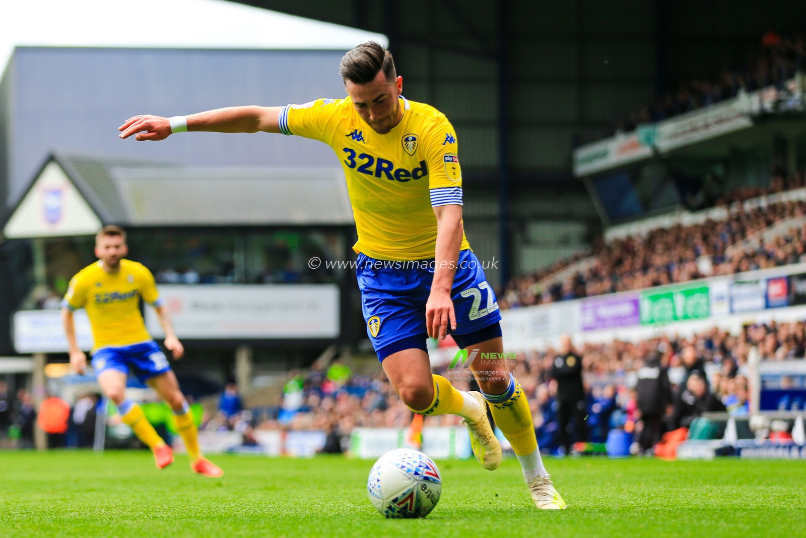 5th May 2019, Portman Road, Ipswich, England; Sky Bet Championship Ipswich Town vs Leeds United  ; Jack Harrison (22) of Leeds Utd  with the ball

Credit: Georgie Kerr/News Images,

English Football League images are subject to DataCo Licence