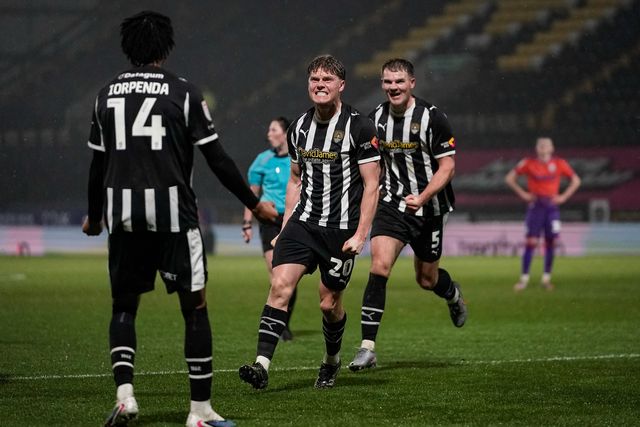 Scott Robertson of Notts County celebrates his goal to make it 1-0 during the Sky Bet League 2 match Notts County vs Gillingham at Meadow Lane, Nottingham, United Kingdom, 3rd February 2026

(Photo by Maynard Manyowa/News Images)