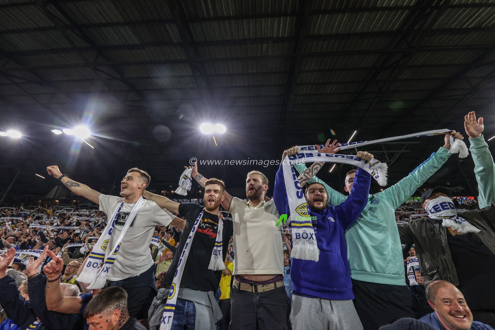 Leeds fans go ballistic as they win to go through to Wembley during the Sky Bet Championship Play-off Semi Final Second Leg Leeds United vs Norwich City at Elland Road, Leeds, United Kingdom, 16th May 2024

(Photo by Mark Cosgrove/News Images)