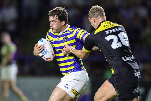 Max Wood of Warrington Wolves breaks with the ball during the Betfred Super League round 23 match Warrington Wolves vs York Knights at The Halliwell Jones Stadium, Warrington, United Kingdom on 13 August 2026

(Photo by Mark Cosgrove/News Images)