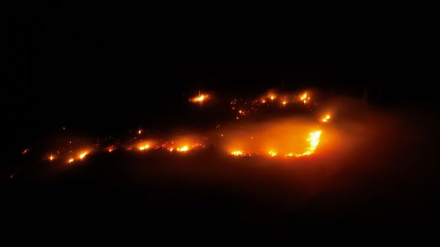Moorland fire above Woodhead Reservoir Derbyshire