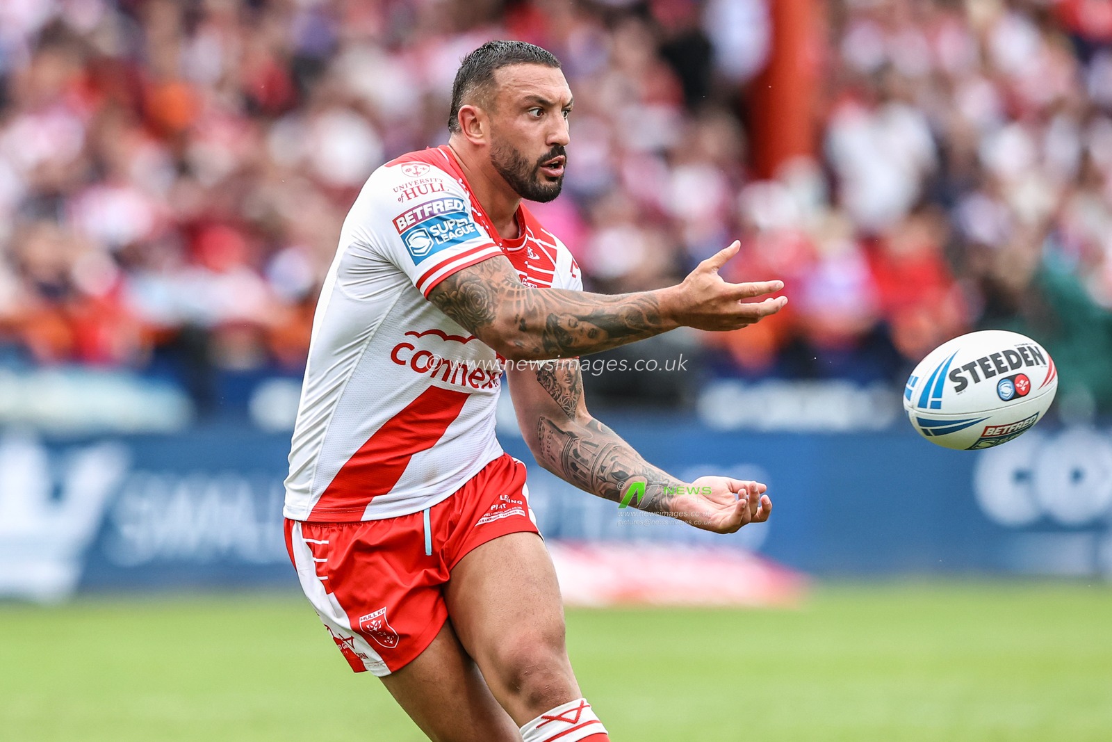 Elliot Minchella of Hull KR in action during the game during the Betfred Super League round 17 match Hull KR vs Leeds Rhinos at Sewell Group Craven Park, Kingston upon Hull, United Kingdom, 6th July 2025

(Photo by Alfie Cosgrove/News Images)
