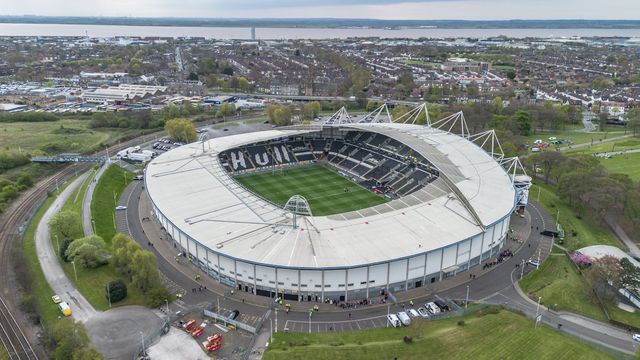 An aerial view of MKM Stadium ahead of the Betfred Super League Round 8 match Hull FC vs Hull KR at MKM Stadium, Hull, United Kingdom, 18th April 2025

(Photo by Alfie Cosgrove/News Images)