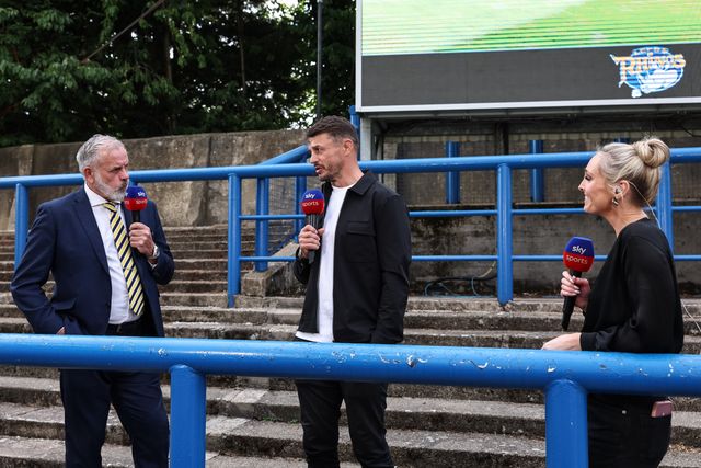 Leeds Rhinos Sporting Director Ian Blease in a Sky Sports interview with Jon Wilkin and Jenna Brooks during the Betfred Super League round 23 match Leeds Rhinos vs Hull KR at Headingley Stadium, Leeds, United Kingdom, 21st August 2025

(Photo by Mark Cosgrove/News Images)