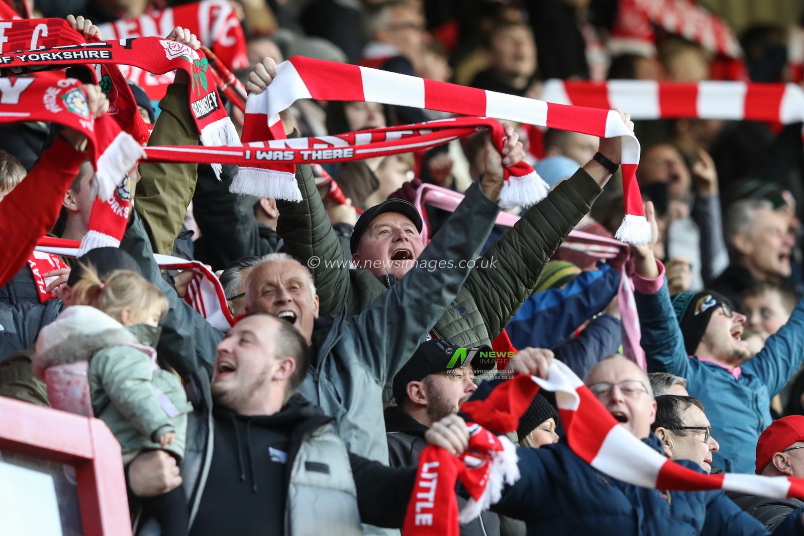 Barnsley fans celebrate a 2-1 win during the Sky Bet League 1 match Barnsley vs Derby County at Oakwell, Barnsley, United Kingdom, 24th February 2024

(Photo by Alfie Cosgrove/News Images)