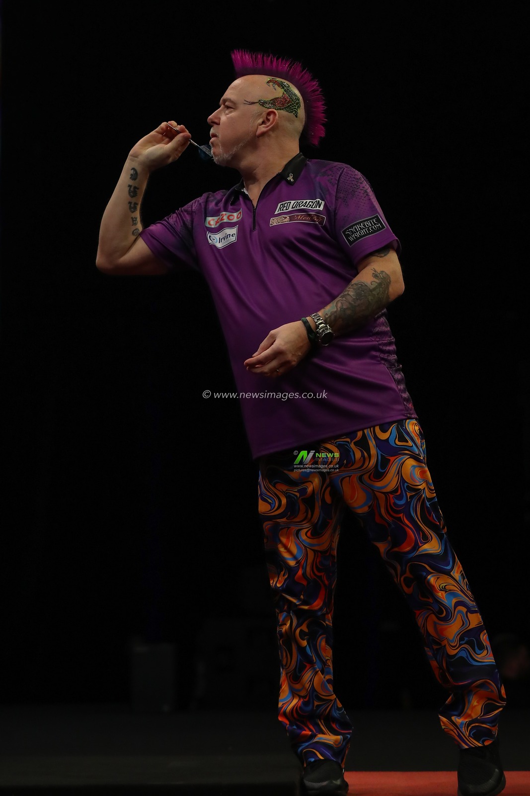 Peter Wright throws a dart during the 2023 Cazoo PDC Premier League Darts Night 10 at Utilita Arena Birmingham, Birmingham, United Kingdom, 6th April 2023

(Photo by Gareth Evans/News Images)