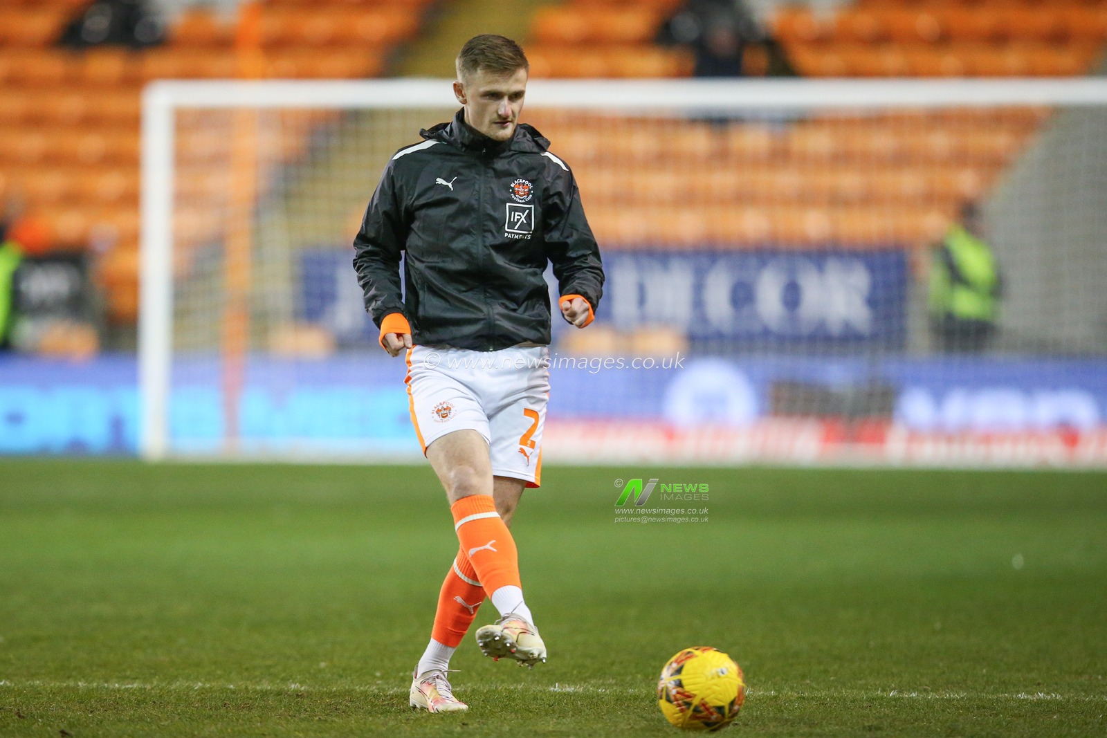 Callum Connolly of Blackpool during the pre-game warm up ahead of the Emirates FA Cup Third Round Replay match Blackpool vs Nottingham Forest at Bloomfield Road, Blackpool, United Kingdom, 17th January 2024

(Photo by Gareth Evans/News Images)