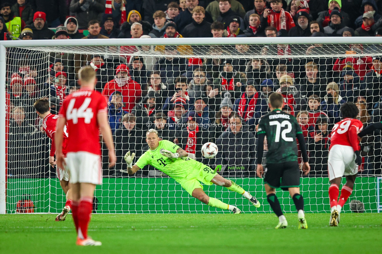 James McAtee of Nottingham Forest scores a penalty to make it 4-0 during the UEFA Europa League Matchday 8 of 8 Nottingham Forest vs Ferencvaros at City Ground, Nottingham, United Kingdom, 29th January 2026

(Photo by Alfie Cosgrove/News Images)